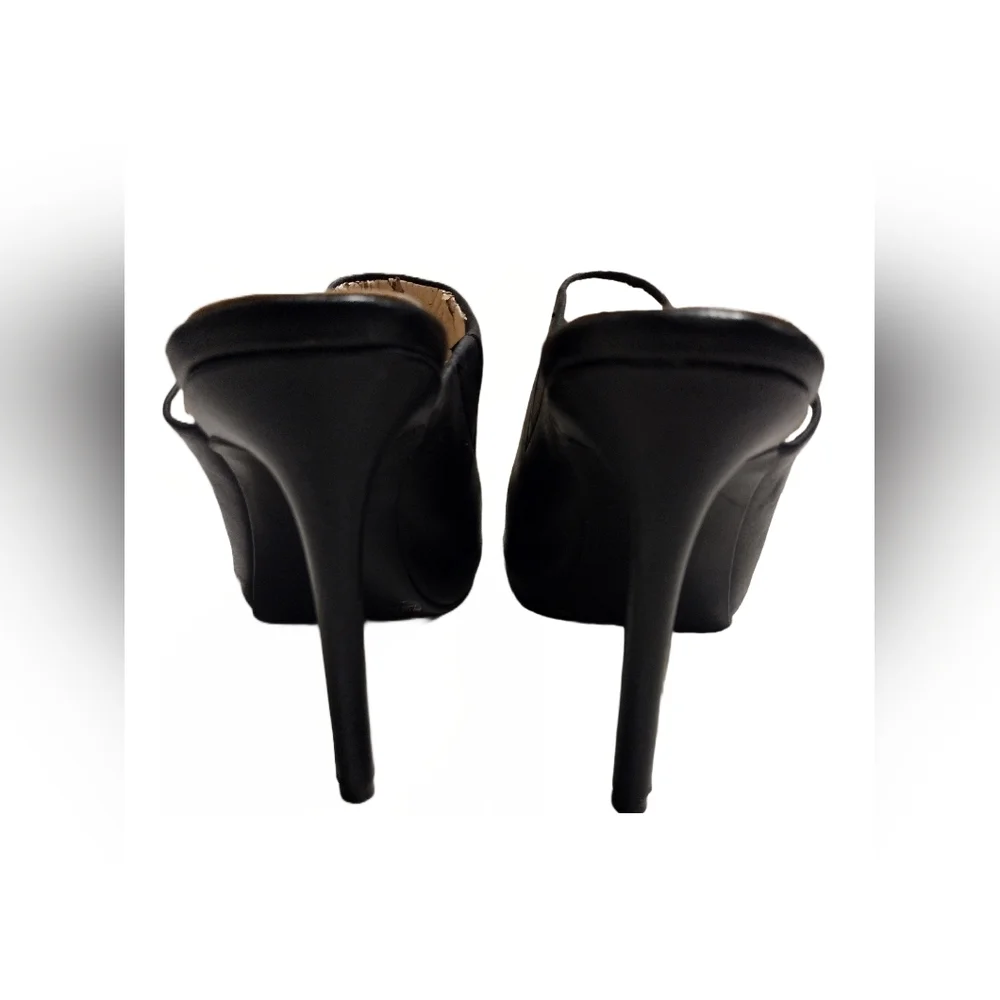 Jessica Simpson Rian Black Leather Slide Heel - Picture 6 of 7